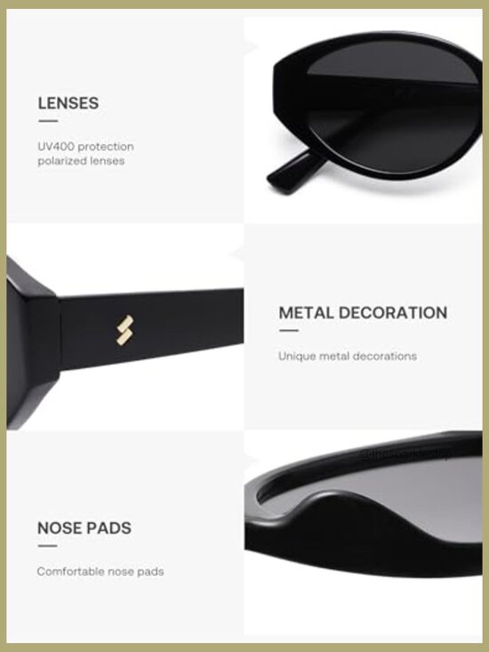 Retro Oval Polarized Sunglasses with Cat Eye Design UV400 Protection